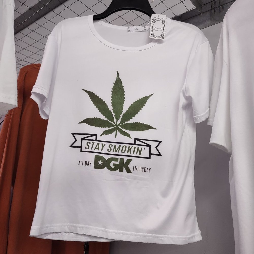 White T-Shirt - STAY SMOKING ALL DAY EVERY DAY from DGK SIZE XL - runs small